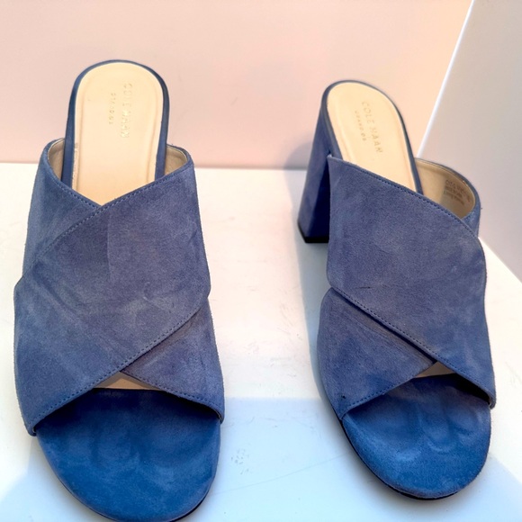 Beautiful blue suede Cole Haan size 10B 4 in block heel - Picture 1 of 7